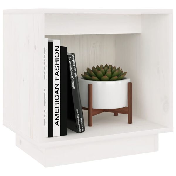 vidaXL Нощни шкафчета, 2 бр, бели, 40x30x40 см, борово дърво масив