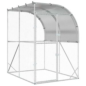 vidaXL Кокошарник Сребристо 200 x 200 x 215 см Поцинкована стомана