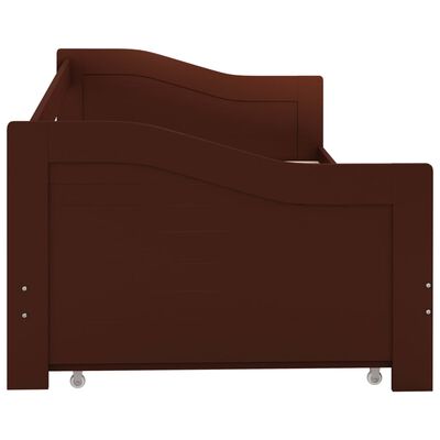 vidaXL Рамка за легло разтегателен диван тъмнокафява бор 90x200 см