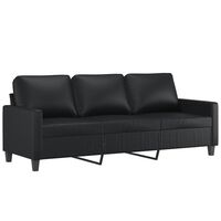 vidaXL 3-местен диван, черен, 180 см, изкуствена кожа