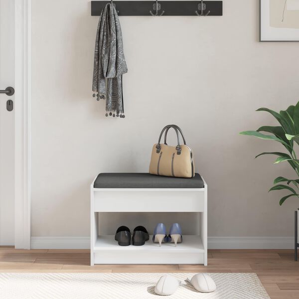 vidaXL Пейка за коридор Бял 63 x 38 x 45 см Композитно дърво и текстил