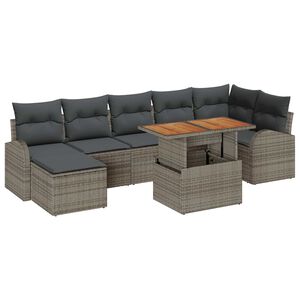 vidaXL Градински Софа Комплект със съхранение 8 pcs Сив Полиратан