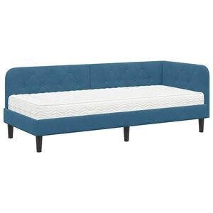 vidaXL Ъглова рамка за легло Синьо 80 x 200 cm Кадифе