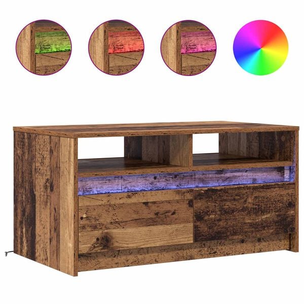 vidaXL Масичка за кафе Старо дърво 90 x 50 x 45 cm Инженерно дърво