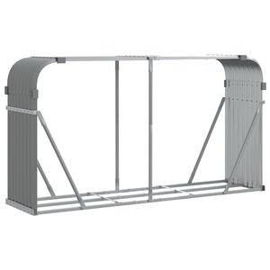 vidaXL Поставка за дърва, светлосив, 180x45x100см, поцинкована стомана