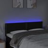 vidaXL LED горна табла за легло, черна, 144x5x78/88 см, плат