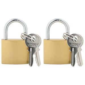 vidaXL U Lock с ключове 2 pcs Месинг Желязо