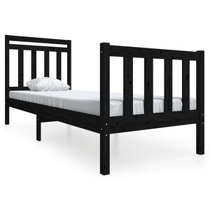 vidaXL рамка за легло черна 75x190 см Small Single дърво масив