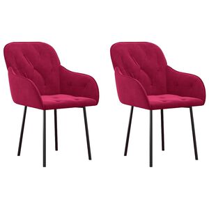 vidaXL Трапезни столове, 2 бр, виненочервени, кадифе