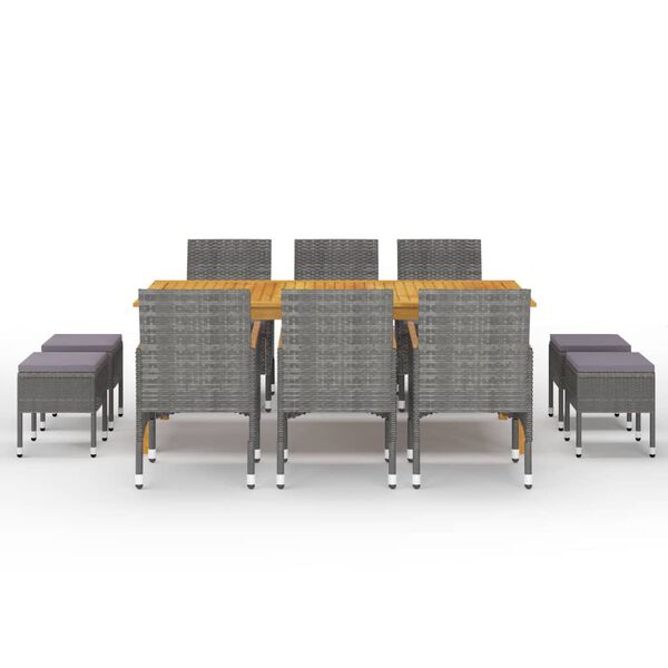 vidaXL Градински трапезен комплект, 11 части, сив