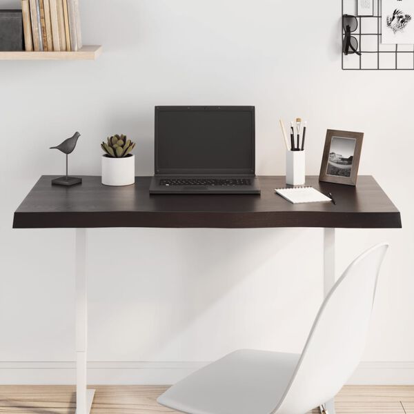 vidaXL Плот за маса тъмнокафяв 100x50x(2-4) см обработен масивен дъб