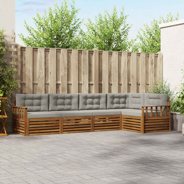 vidaXL Комплект дивани за открито 5 pcs Естествено и светло сиво