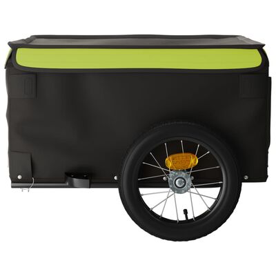 vidaXL Ремарке за велосипед, черно и зелено, 30 кг, желязо