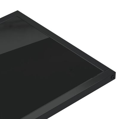 vidaXL Странична маса за компютър, черна, 50x35x65 см, закалено стъкло