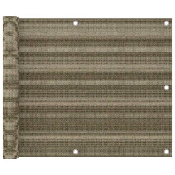 vidaXL Балконски параван, таупе, 75x300 см, HDPE