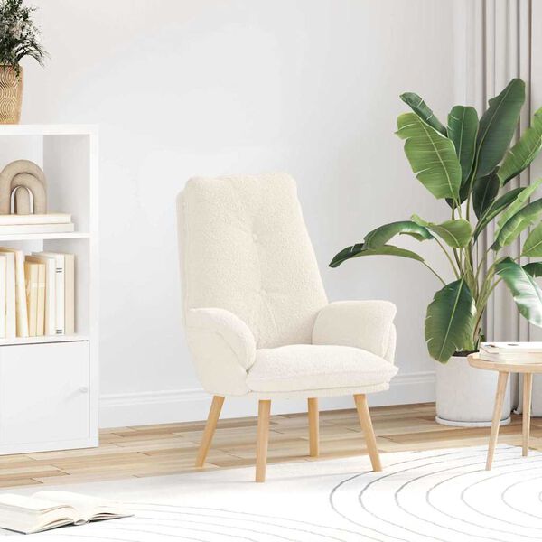 vidaXL фотьойл Крем 61 х 78 х 98 см Тъкан Шерпа