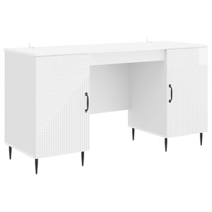 vidaXL Бюро Бял гланц 142,5 x 50 x 75 см Инженерна дървесина