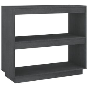 vidaXL Библиотека, сива, 80x35x71 см, бор масив