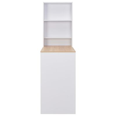 vidaXL Бар маса с шкаф, бяла, 115x59x200 см