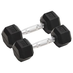 vidaXL Дъмбели, 2 бр, 5 кг, изцяло от чугун