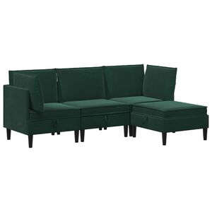 vidaXL Комплект мебели за всекидневна 4 pcs Тъмнозелено Кадифе