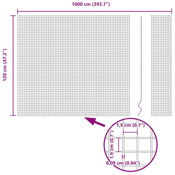 vidaXL Заварена мрежа ограда Зелен 1.2 x 10 m Стомана