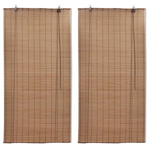 vidaXL Бамбукови ролетни щори 2 бр кафяви 120x220 см