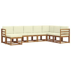 vidaXL Комплект дивани за открито 8 pcs Натурален и Крема