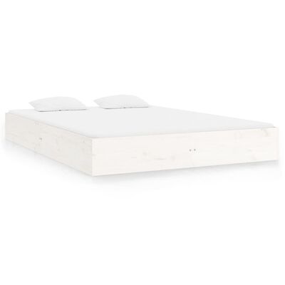 vidaXL Рамка за легло, бяла, бор дърво масив, 160х200 см