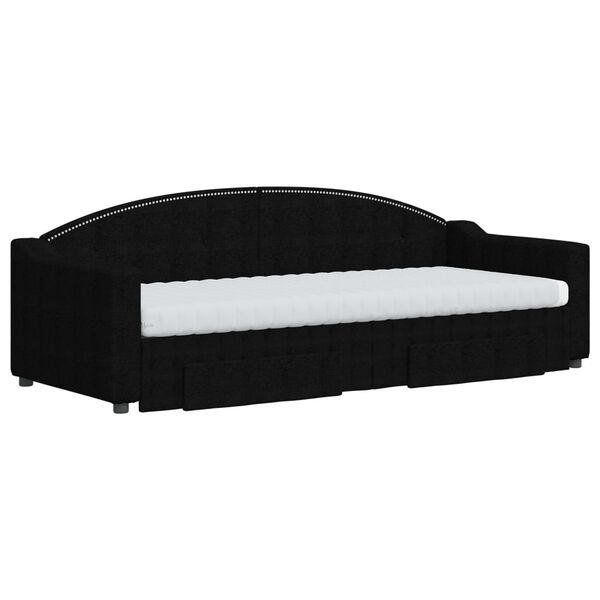 vidaXL Канапе с изтеглящо легло и чекмеджета черно 80x200 см плат