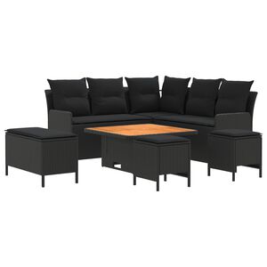 vidaXL Комплекти мебели 7 бр. Черно ПЕ ратан