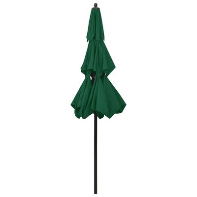 vidaXL Градински чадър на 3 нива с алуминиев прът, зелен, 2,5 м