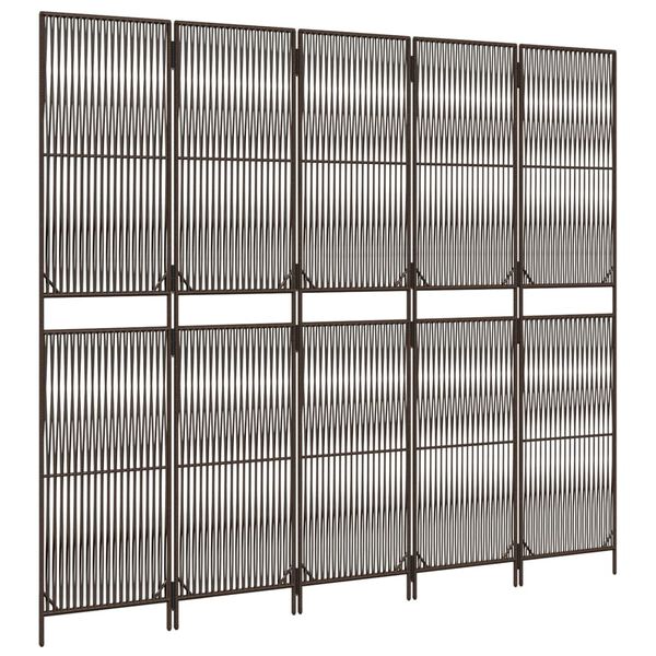 vidaXL Параван за стая, 5 панела, бежов, полиратан
