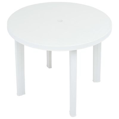 vidaXL Градинска маса, бяла, 89 см, пластмаса
