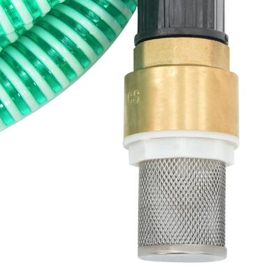 vidaXL Смукателен маркуч с месингови съединители зелен 1,1" 25 м PVC