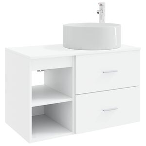 vidaXL Комплект мебели за баня 2 pcs Бяло Инженерна дървесина