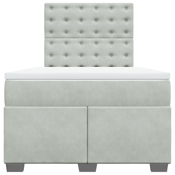 vidaXL Боксспринг легло с матрак, светлосива, 120x190 см, кадифе