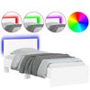 vidaXL Рамка за легло с табла и LED осветление, бяла, 90x190 см