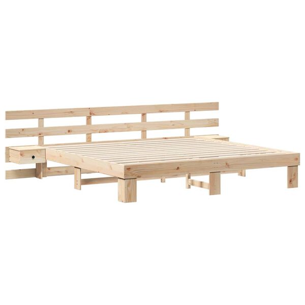 vidaXL Рамка за легло Кафяво 200 x 200 cm Солидно борово дърво