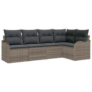 vidaXL Градински Софа Комплект със съхранение 5 pcs Сив полиратан