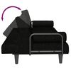 vidaXL Разтегателен диван с подлакътници, черен, плат