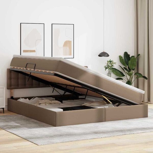 vidaXL Легло с място за съхранение и матрак Капучино 180 x 200 cm