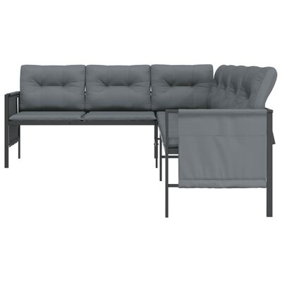 vidaXL Градински ъглов диван, антрацит, стомана и текстилен