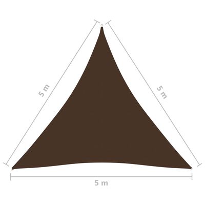 vidaXL Платно-сенник, Оксфорд плат, триъгълно, 5x5x5 м, кафяво