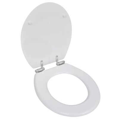 vidaXL Тоалетна седалка МДФ капак с плавно затваряне изчистена бяла