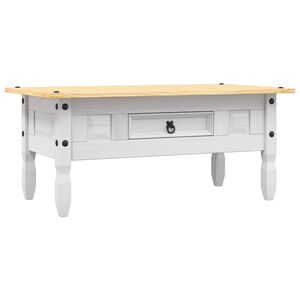 vidaXL Маса за кафе, мексикански бор, стил Корона, бяла, 100x55x44 cм