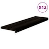 vidaXL Стълбищни стъпала, 12 бр, кафяво-черни, 90x25x2 см, дъб масив