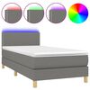 vidaXL Боксспринг легло с матрак и LED, тъмносиво, 100x200 см, плат