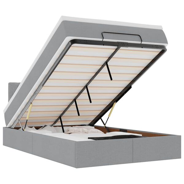 vidaXL Османска легло с матрак, светлосиво, 120x200 см, плат