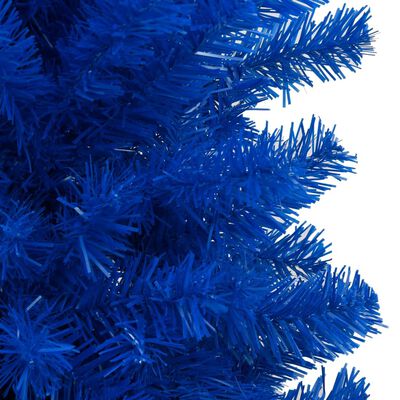 vidaXL Изкуствена осветена коледна елха с топки синя 120 см PVC